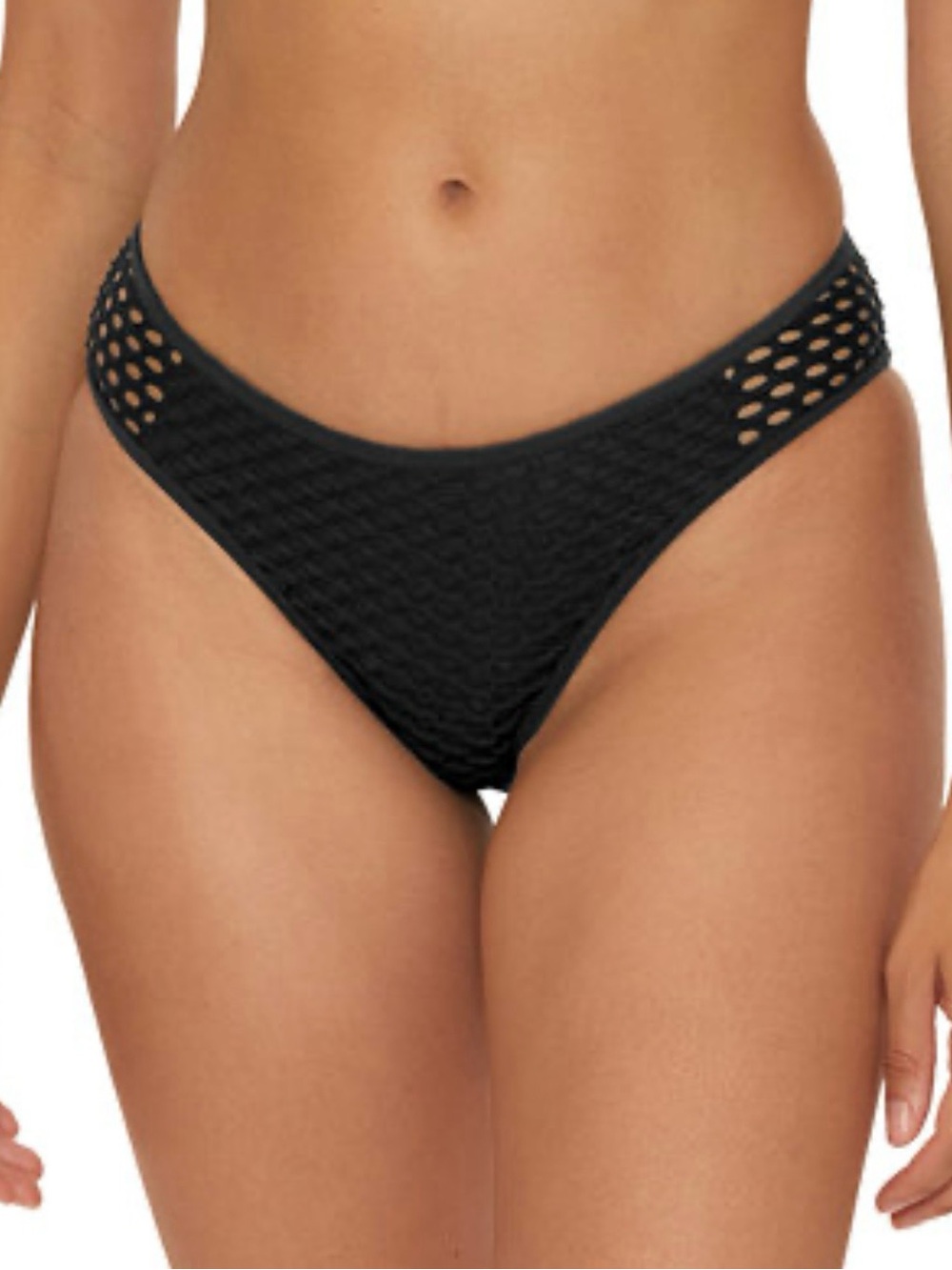 BECCA Black Castaway Fishnet Bikini Swim Bottom Hipster